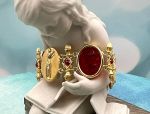 TAGLIAMONTE Design(1991B) 925 SS/YGP Venetian Cameo Bracelet *Rubies*Ceres*Reg.$500