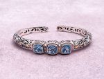 SAMUEL B *BJC* (56633BA.BT) 925SS/18K Hinged Bangle Bracelet *Blue Topaz*Reg.$550