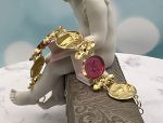 TAGLIAMONTE Design(1933) 925 SS/ YGP Venetian Cameo Bracelet *Rubies*Reg.$500