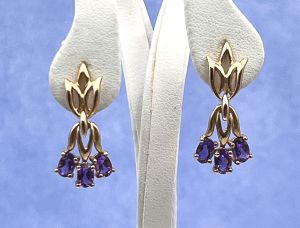 TAGLIAMONTE Designs (LD4003E) 14K Gold Earrings w/ Amethysts*Reg.$550