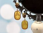 TAGLIAMONTE Designs (1937) 925SS/YGP Venetian Cameo Earrings*Reg.$210