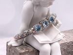 SAMUEL B *BJC* (56633BA.BT) 925SS/18K Hinged Bangle Bracelet *Blue Topaz*Reg.$550