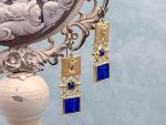 TAGLIAMONTE Designs (2318E) 925/YGP Lapis Lazuli Cameo Earrings*Psyche, Amore*Reg.$225