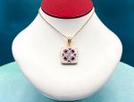 TAGLIAMONTE Designs (2157P) 925SS/YGP Micromosaic Pendant*Miosotis*Reg.$250