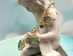 TAGLIAMONTE Designs (1992B) 9225SS/YGP Venetian Charm Cameo Bracelet *Bl Spinel*Reg.$350