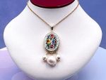 TAGLIAMONTE Designs (1919-G) 925SS/YGP Micromosaic Pendant*Miosotis*Reg.$300