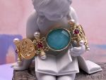 TAGLIAMONTE Designs (SH183-Amazonite) 925SS/ YGP Cameo Bracelet w/ Amazonite *Aurora w Chariot*Reg.$650