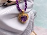 Arts Elegance (1117) 14K Yellow Gold Brazilian Amethyst Heart Pendant