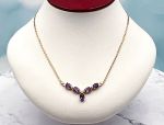 AD3530 ~ 14K Amethyst, Diamond *Chevron*V-Shape* Necklace *Reg.$1000