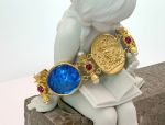 TAGLIAMONTE Designs (ORO-120) 18K Venetian Cameo Bracelet with *Rubies + Pearls* Reg.$4500