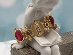 TAGLIAMONTE Design(1933) 925 SS/ YGP Venetian Cameo Bracelet *Rubies*Reg.$500