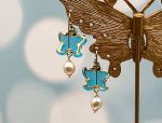 TAGLIAMONTE Designs (2072E) 925SS/YGP Venetian Cameo Earrings*Sea Life*Reg.$185