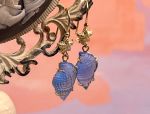 TAGLIAMONTE Designs (OR145-Blue) 925SS/YGP Venetian Cameo Earrings*Sea Life Collection*Reg.$160