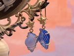 TAGLIAMONTE Designs (OR145-Blue) 925SS/YGP Venetian Cameo Earrings*Sea Life Collection*Reg.$160