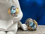 Lagos (1002) 925SS, 18K Blue Topaz Earrings*Caviar*Reg.$1250