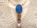 TAGLIAMONTE Designs (LD3529) 18K Venetian Intaglio Necklace w/ Pearls, Citrine, Amethyst*Reg.$2000