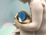 TAGLIAMONTE (1984R) 925SS/YGP Venetian Intaglio Ring*Sapphires *Maened*Reg.$200