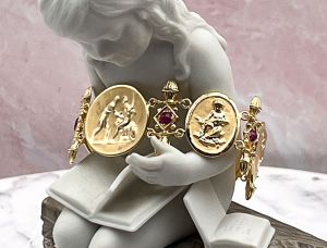 TAGLIAMONTE Designs (LD3556B) 14K Cameo Bracelet w/ *Rubies*Medusa*Reg.$4000