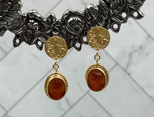 TAGLIAMONTE Designs (2059E) 925SS/YGP Cameo Earrings *Flora*Reg.$165