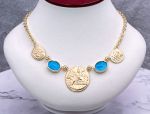 TAGLIAMONTE Designs (Q21119) 925SS/ YGP Magnesite Cameo Station Link Necklace *Terpsichore*