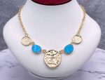 TAGLIAMONTE Designs (Q21119) 925SS/ YGP Magnesite Cameo Station Link Necklace *Terpsichore*