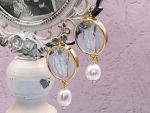 TAGLIAMONTE DESIGNS (RW100) 925SS/ YGP Venetian Cameo + Pearl Earrings *Antiope + Theseus*