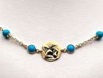 TAGLIAMONTE Designs (SH427) 18K  Cameo Necklace with Sleeping Beauty Turquoise*Angel Rafaello*Reg.$2500
