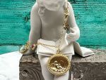 TAGLIAMONTE Designs (612) 925SS/YGP Cameo Charm Bracelet *Cupid,Moonface*Reg.$200