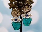 TAGLIAMONTE Designs (1848) 925SS/YGP Venetian Cameo Pendant *Lapis, Pearls*Medusa, Aurora*Reg.$300