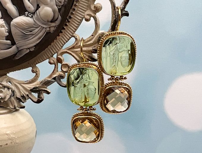 TAGLIAMONTE Designs (1783) 925SS/YGP Venetian Intaglio Earrings*Reg.$400