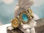 TAGLIAMONTE Designs (1797) 925SS/YGP Venetian Cameo Bracelet w/ *Blue Topaz*CupidCeres*Reg.$550