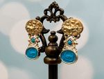 TAGLIAMONTE's Deals & Steals (SH015) 18K Magnesite Cameo Earrings w/ Turquoise Accents *Trojan War*Reg.$2540