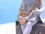 TAGLIAMONTE Designs (SH447B) 925SS/YGP Double Cameo Charm Bracelet *Hearts* Reg.$475