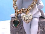 TAGLIAMONTE Designs (SH447B) 925SS/YGP Double Cameo Charm Bracelet *Hearts* Reg.$475