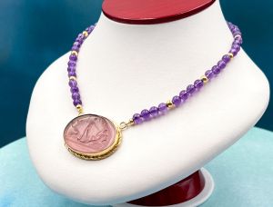 TAGLIAMONTE Designs (2135N) 925SS/YGP Venetian Intaglio Necklace*Venus*Reg.$400