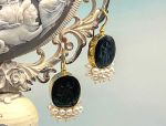 TAGLIAMONTE Designs (2047E) 925SS/YGP Intaglio Earrings*Pearls*Reg.$325