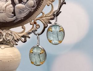 TAGLIAMONTE Designs (TAG636E) 925SS, 18K Venetian Cameo Earrings *3 Graces*Reg.$360