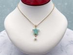 TAGLIAMONTE Designs (SH548-Aqua) 925SS/YGP Venetian Cameo Necklace *Sea Life Collection*Reg.$180