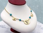 TAGLIAMONTE Designs (1782) 925SS/YGP Cameo Necklace w/ Turquoise*Medusa*Reg.$450