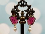 TAGLIAMONTE Designs (Q19053) 925SS/YGP Venetian Cameo Earrings *Medusa*Reg.$280