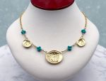 TAGLIAMONTE Designs (1782) 925SS/YGP Cameo Necklace w/ Turquoise*Medusa*Reg.$450