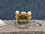 TAGLIAMONTE Designs (ORO-160)18K Cameo Ring w/ Emeralds, Pearls*Reg.$2200