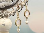 TAGLIAMONTE Designs (PN2708E) 925SS/YGP MOP Cameo Earrings*Reg.$185