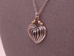 Lagos (947) 925 SS + 18K Heart "Caviar" Fluted Pendant with Chain