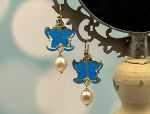 TAGLIAMONTE Designs (2076E) 925SS/YGP Venetian Cameo Earrings*Sea Life*Reg.$185