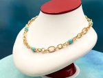 TAGLIAMONTE (2133N) 925SS/YGP Oval Link Necklace*Magnesite*Reg.$600