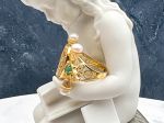 TAGLIAMONTE Designs (ORO-160)18K Cameo Ring w/ Emeralds, Pearls*Reg.$2200