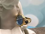TAGLIAMONTE (1984R) 925SS/YGP Venetian Intaglio Ring*Sapphires *Maened*Reg.$200
