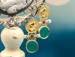 TAGLIAMONTE Designs (2174E) 925SS/YGP Venetian Cameo Earrings*Mercury,Athena*Reg.$280