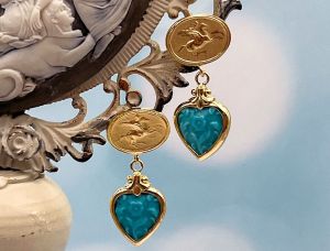 TAGLIAMONTE Designs (2087E) 925SS/YGP Venetian Cameo Earrings *Pegasus*Reg.$220